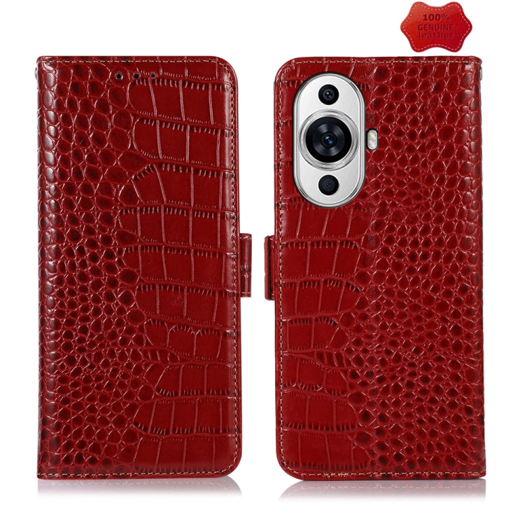 For Huawei Nova 11 Crocodile Top Layer Cowhide Leather Phone Case(Red) - Huawei Cases by buy2fix | Online Shopping UK | buy2fix