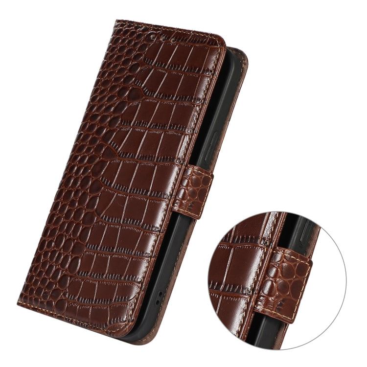 For Huawei Nova Y91 4G / Enjoy 60X Crocodile Top Layer Cowhide Leather Phone Case(Brown) - Huawei Cases by buy2fix | Online Shopping UK | buy2fix