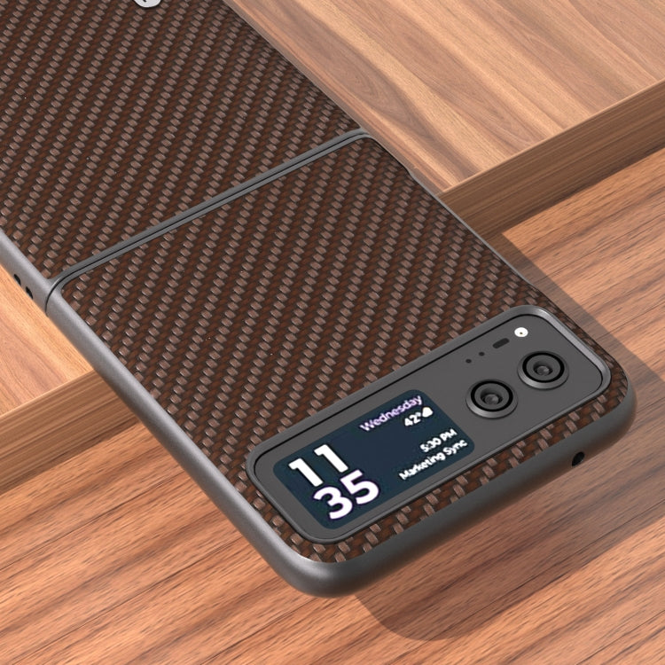 For Motorola Razr 40 ABELL Carbon Fiber Protective Phone Case(Dark Brown) - Motorola Cases by buy2fix | Online Shopping UK | buy2fix