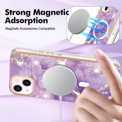 For iPhone 14 Plus Marble Pattern Dual-side IMD Magsafe TPU Phone Case(Purple 002) - iPhone 14 Plus Cases by buy2fix | Online Shopping UK | buy2fix