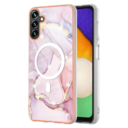 For Samsung Galaxy A34 5G Marble Pattern Dual-side IMD Magsafe TPU Phone Case(Rose Gold 005) - Galaxy Phone Cases by buy2fix | Online Shopping UK | buy2fix