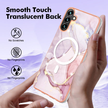 For Samsung Galaxy A34 5G Marble Pattern Dual-side IMD Magsafe TPU Phone Case(Rose Gold 005) - Galaxy Phone Cases by buy2fix | Online Shopping UK | buy2fix