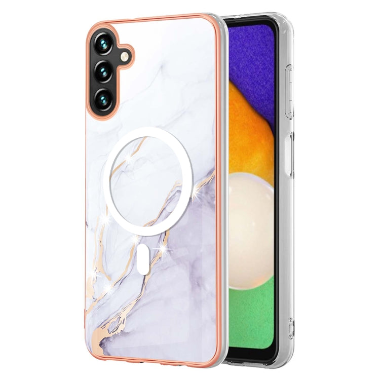 For Samsung Galaxy A34 5G Marble Pattern Dual-side IMD Magsafe TPU Phone Case(White 006) - Galaxy Phone Cases by buy2fix | Online Shopping UK | buy2fix