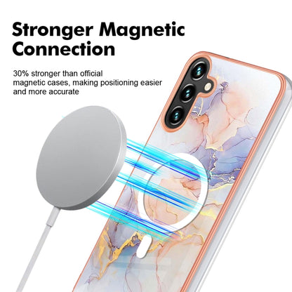 For Samsung Galaxy A34 5G Marble Pattern Dual-side IMD Magsafe TPU Phone Case(White Marble) - Galaxy Phone Cases by buy2fix | Online Shopping UK | buy2fix