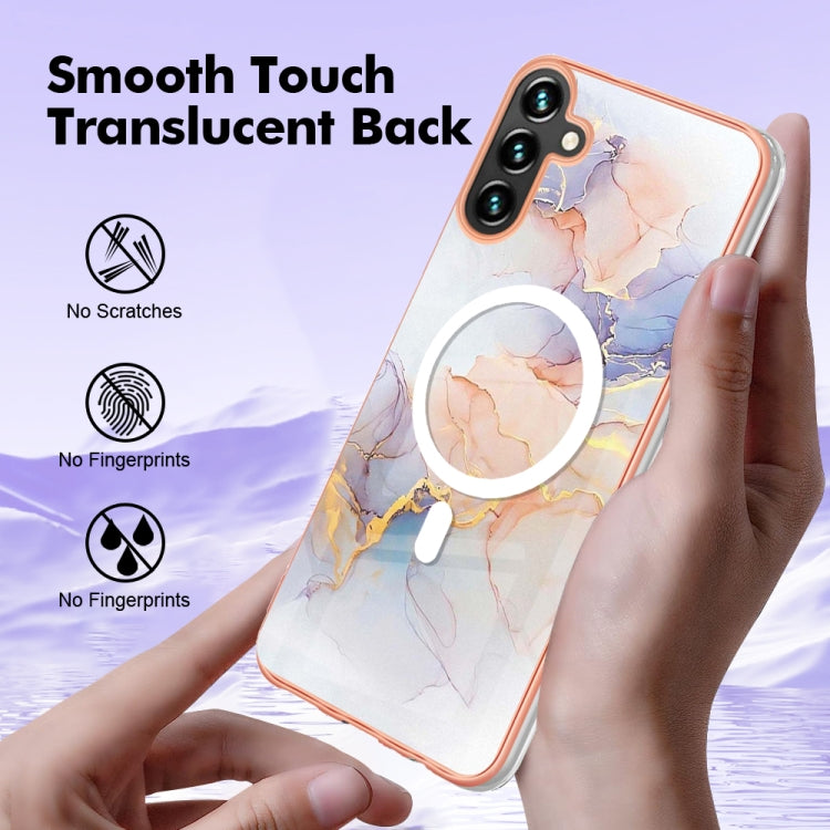 For Samsung Galaxy A34 5G Marble Pattern Dual-side IMD Magsafe TPU Phone Case(White Marble) - Galaxy Phone Cases by buy2fix | Online Shopping UK | buy2fix