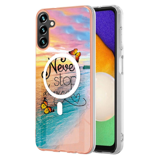 For Samsung Galaxy A54 5G Marble Pattern Dual-side IMD Magsafe TPU Phone Case(Dream Butterfly) - Galaxy Phone Cases by buy2fix | Online Shopping UK | buy2fix