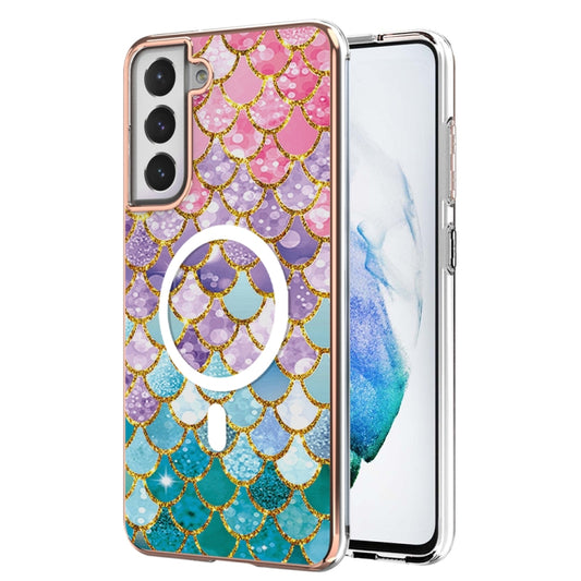 For Samsung Galaxy S21 FE 5G Marble Pattern Dual-side IMD Magsafe TPU Phone Case(Colorful Scales) - Galaxy Phone Cases by buy2fix | Online Shopping UK | buy2fix