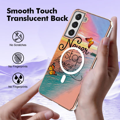 For Samsung Galaxy S21 FE 5G Marble Pattern Dual-side IMD Magsafe TPU Phone Case(Dream Butterfly) - Galaxy Phone Cases by buy2fix | Online Shopping UK | buy2fix