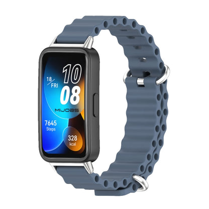 For Huawei Band 8 / 9 Mijobs Marine Silicone Breathable Watch Band(Space Blue+Silver) - Watch Bands by MIJOBS | Online Shopping UK | buy2fix