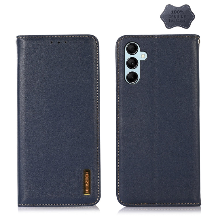 For Samsung Galaxy M34 5G KHAZNEH Nappa Top Layer Cowhide Leather Phone Case(Blue) - Galaxy Phone Cases by buy2fix | Online Shopping UK | buy2fix