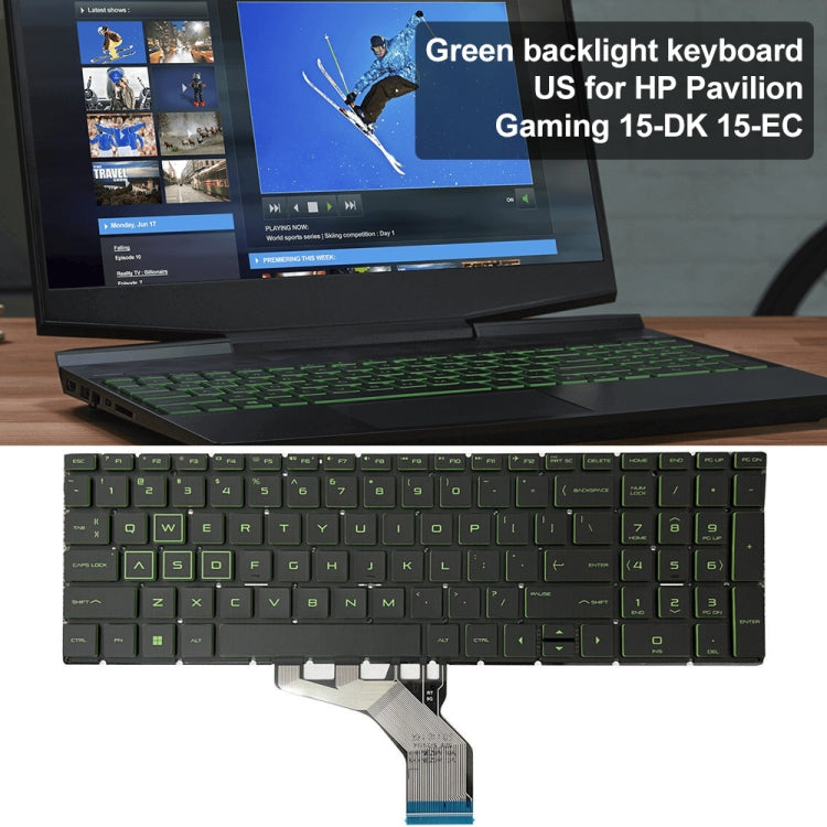 For HP Pavilion Gaming 15-DK US Version Laptop Backlight Keyboard(Green) - HP Spare Parts by buy2fix | Online Shopping UK | buy2fix