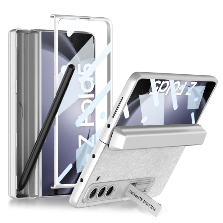 For Samsung Galaxy Z Fold5 GKK Magnetic Flip Plain Leather Phone Case with Pen Box(Silver) - Galaxy Z Fold5 Cases by GKK | Online Shopping UK | buy2fix