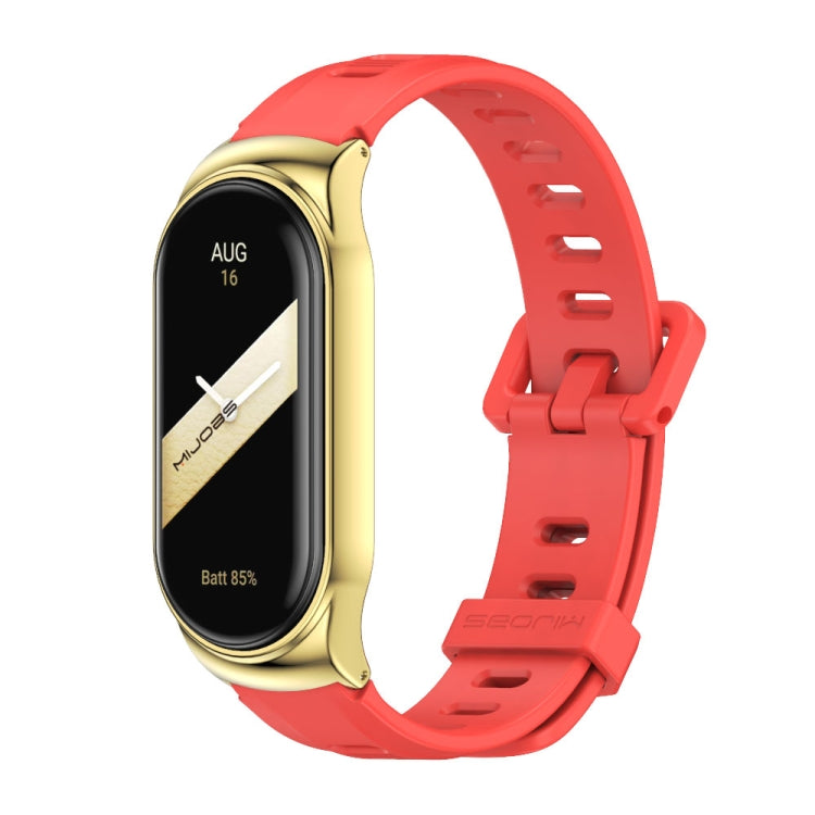 For Xiaomi Mi Band 8 Mijobs CS Case Flat Hole Silicone Watch Band(Red Gold) - Watch Bands by MIJOBS | Online Shopping UK | buy2fix