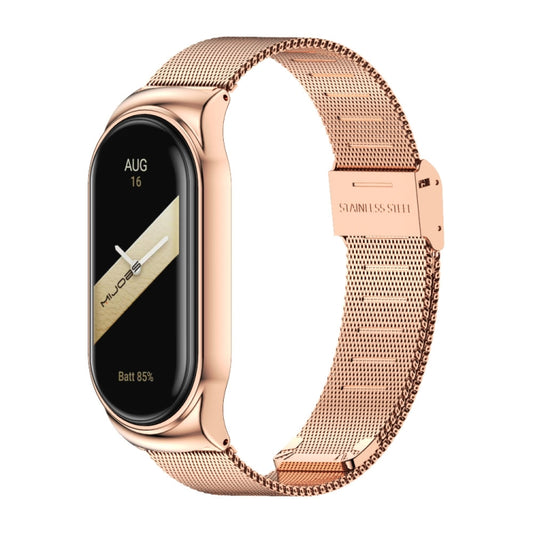 For Xiaomi Mi Band 8 Mijobs CS Case Milan Buckle Metal Watch Band(Rose Gold) - Watch Bands by MIJOBS | Online Shopping UK | buy2fix