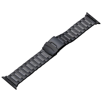 For Apple Watch Series 8 41mm Safety Buckle Titanium Steel Watch Band(Black) - Watch Bands by buy2fix | Online Shopping UK | buy2fix