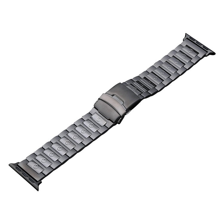 For Apple Watch Series 8 41mm Safety Buckle Titanium Steel Watch Band(Grey) - Watch Bands by buy2fix | Online Shopping UK | buy2fix