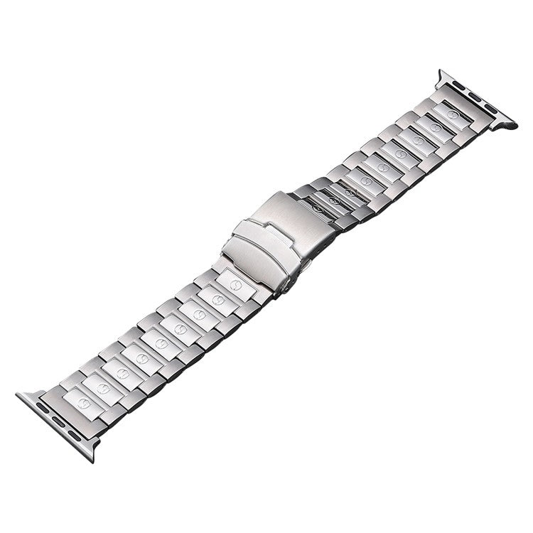 For Apple Watch Series 5 40mm Safety Buckle Titanium Steel Watch Band(Silver) - Watch Bands by buy2fix | Online Shopping UK | buy2fix