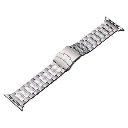 For Apple Watch Series 9 45mm Safety Buckle Titanium Steel Watch Band(Silver) - Watch Bands by buy2fix | Online Shopping UK | buy2fix