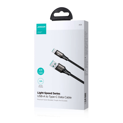 JOYROOM SA25-AC3 3A USB to USB-C/Type-C Fast Charge Data Cable, Length:3m(Black) - USB-C & Type-C Cable by JOYROOM | Online Shopping UK | buy2fix