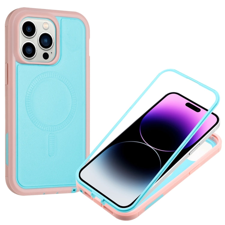 For iPhone 14 Plus Defender Series XT MagSafe Magnetic PC + TPU Shockproof Phone Case(Turquoise+Pink) - iPhone 14 Plus Cases by buy2fix | Online Shopping UK | buy2fix