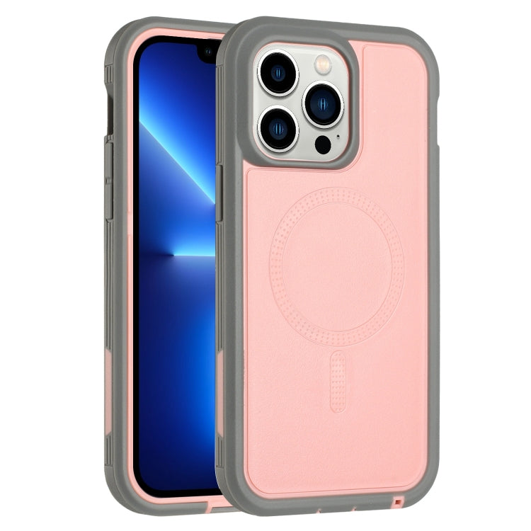 For iPhone 13 Pro Defender Series XT MagSafe Magnetic PC + TPU Shockproof Phone Case(Pink+Grey) - iPhone 13 Pro Cases by buy2fix | Online Shopping UK | buy2fix