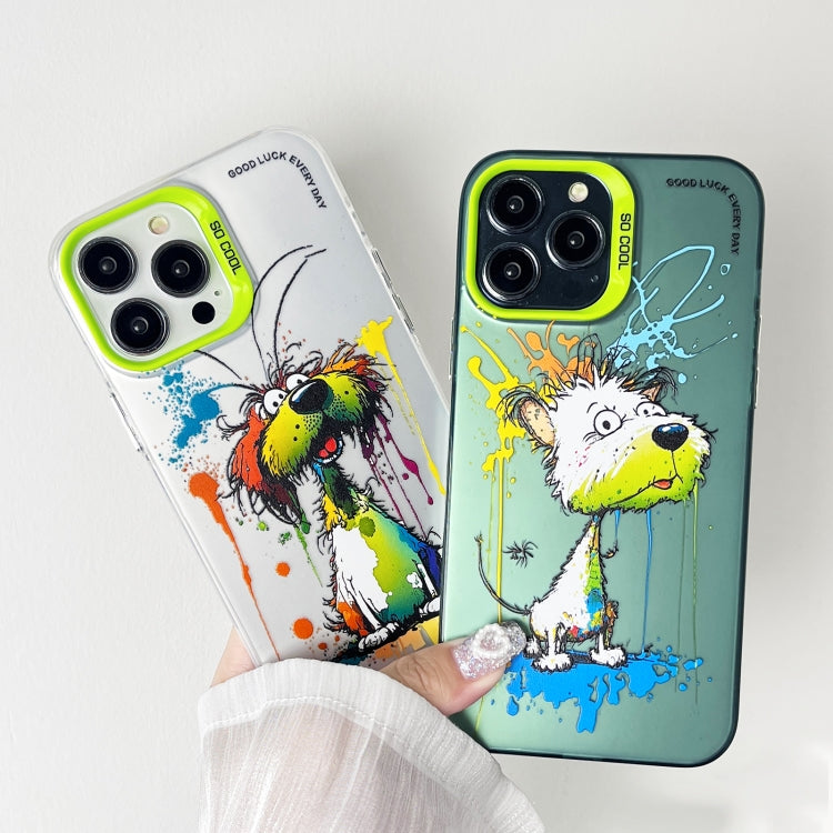 For iPhone 15 Pro Max Double Layer Color Silver Series Animal Oil Painting Phone Case(Zodiac Snake) - iPhone 15 Pro Max Cases by buy2fix | Online Shopping UK | buy2fix