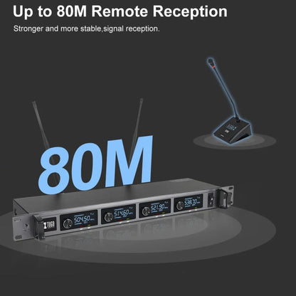 XTUGA A140-C Wireless Microphone System 4-Channel UHF Four Conference Mics(AU Plug) - Microphone by XTUGA | Online Shopping UK | buy2fix