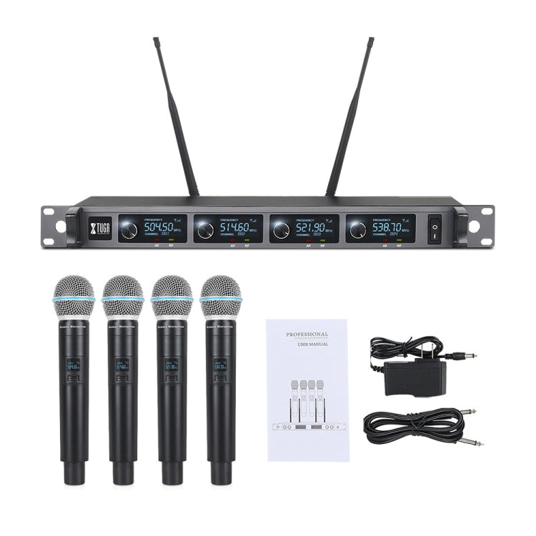 XTUGA A140-H Wireless Microphone System 4 Channel UHF Handheld Microphone(AU Plug) - Microphone by XTUGA | Online Shopping UK | buy2fix