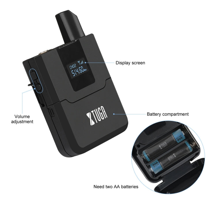 XTUGA A140-HB Wireless Microphone System 4 Channel Handheld Lavalier Headset Microphone(EU Plug) - Microphone by XTUGA | Online Shopping UK | buy2fix