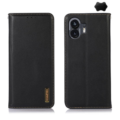 For Nothing Phone 2 KHAZNEH Nappa Top Layer Cowhide Leather Phone Case(Black) - More Brand by buy2fix | Online Shopping UK | buy2fix