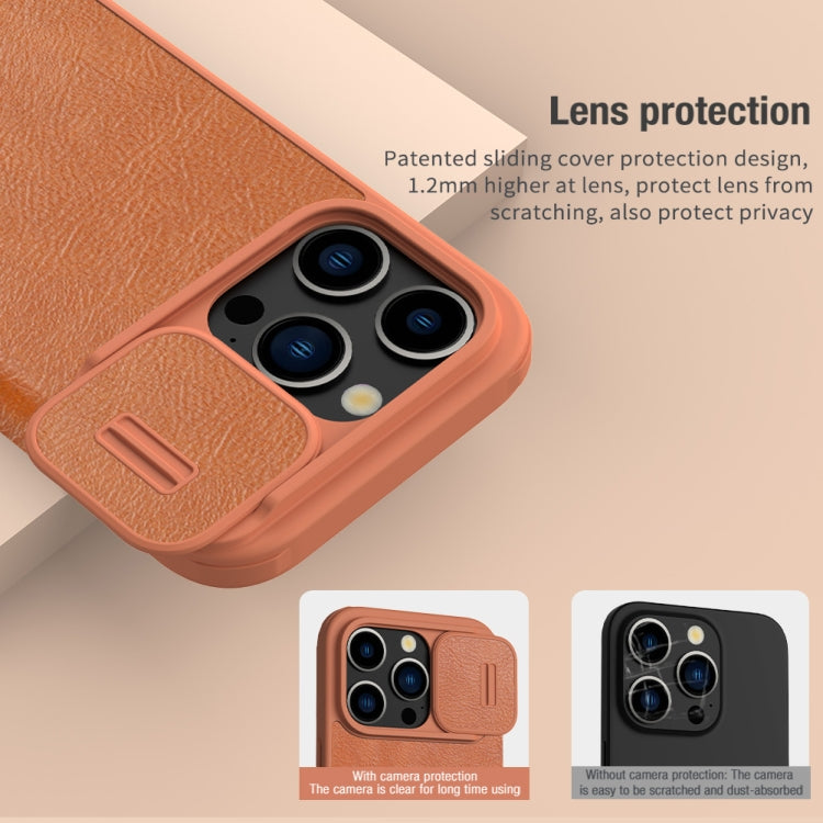 For iPhone 15 Pro NILLKIN QIN Series Pro Sliding Camera Cover Design Leather Phone Case(Red) - iPhone 15 Pro Cases by NILLKIN | Online Shopping UK | buy2fix