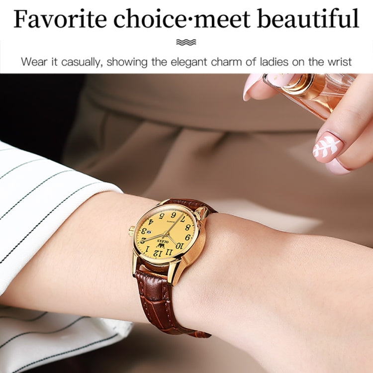 OLEVS 5566 Women Simple Single Calendar Waterproof Quartz Watch(Gold) - Leather Strap Watches by OLEVS | Online Shopping UK | buy2fix