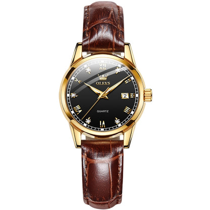 OLEVS 6896 Women Multifunctional Luminous Waterproof Quartz Watch(Black) - Leather Strap Watches by OLEVS | Online Shopping UK | buy2fix