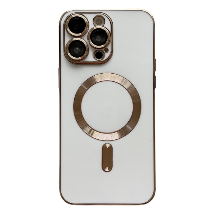 For iPhone 15 Pro Max Magsafe Plating TPU Phone Case with Lens Film(White) - iPhone 15 Pro Max Cases by buy2fix | Online Shopping UK | buy2fix