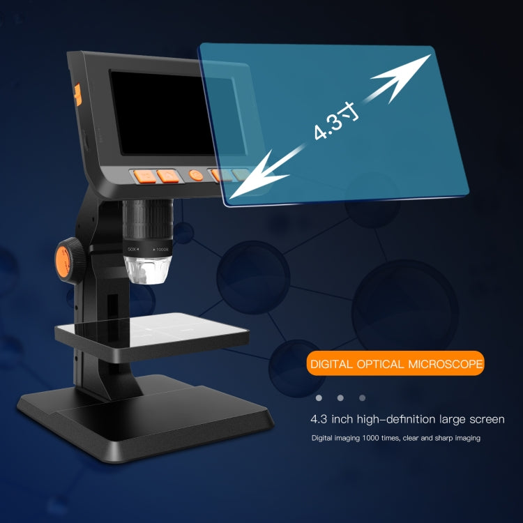 P110 50X-1000X Desktop Electronic Digital Microscope with 4.3 inch Screen - Digital Microscope by buy2fix | Online Shopping UK | buy2fix