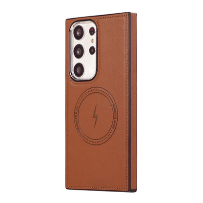 For Samsung Galaxy S22 Ultra 5G Side Leather Magsafe Phone Case(Brown) - Galaxy S22 Ultra 5G Cases by buy2fix | Online Shopping UK | buy2fix