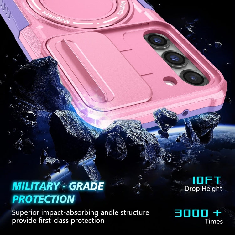 For Samsung Galaxy S23 5G Sliding Camshield Magsafe Holder TPU Hybrid PC Phone Case(Purple Pink) - Galaxy S23 5G Cases by buy2fix | Online Shopping UK | buy2fix