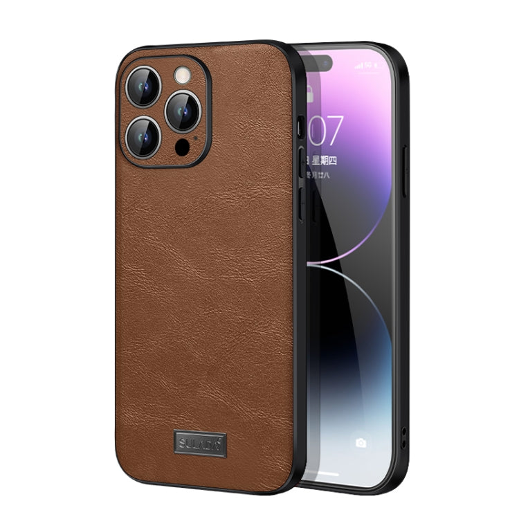 For iPhone 15 Pro Max SULADA Shockproof TPU Hybrid Handmade Leather Phone Case(Brown) - iPhone 15 Pro Max Cases by SULADA | Online Shopping UK | buy2fix