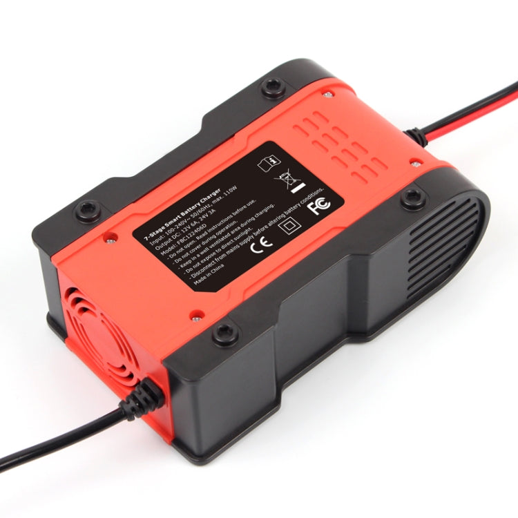 FOXSUR 12V-24V Car Motorcycle Repair Battery Charger AGM Charger Color:Red(EU Plug) - In Car by FOXSUR | Online Shopping UK | buy2fix