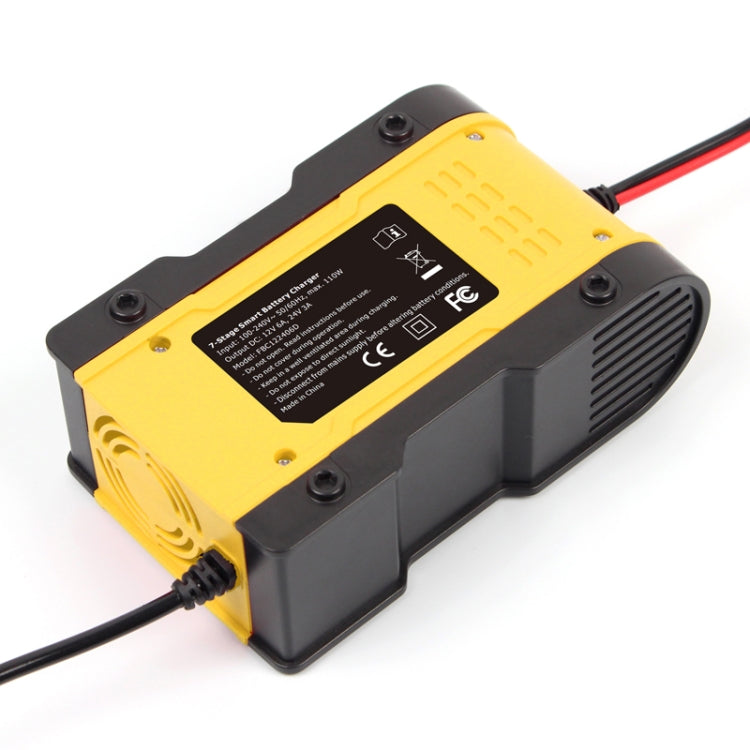 FOXSUR 12V-24V Car Motorcycle Repair Battery Charger AGM Charger Color:Yellow(UK Plug) - In Car by FOXSUR | Online Shopping UK | buy2fix