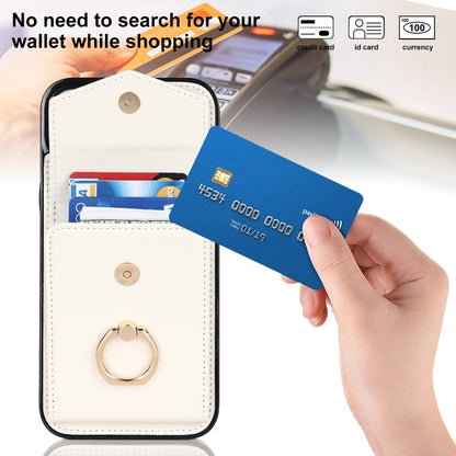 For iPhone 15 Pro Max Ring Holder RFID Card Slot Phone Case(Beige) - iPhone 15 Pro Max Cases by buy2fix | Online Shopping UK | buy2fix