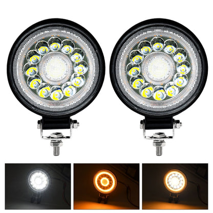 E10 1 Pair 4 inch Round Double Circle Angel Eye Work Light(Black) - Work Lights by buy2fix | Online Shopping UK | buy2fix