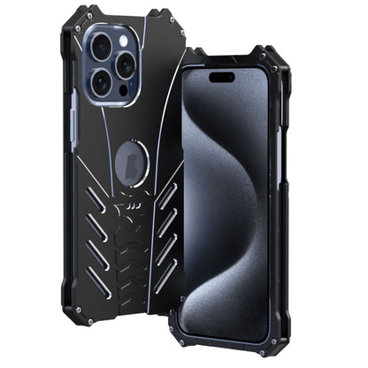 For iPhone 15 Pro Max R-JUST Batman Hollow Metal Phone Protective Case(Black) - iPhone 15 Pro Max Cases by R-JUST | Online Shopping UK | buy2fix