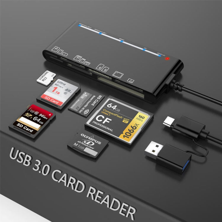 CR7 USB3.0 + Type-C Multi-function Card Reader CF / XD / MS / SD / TF Card 7 in 1 -  by buy2fix | Online Shopping UK | buy2fix