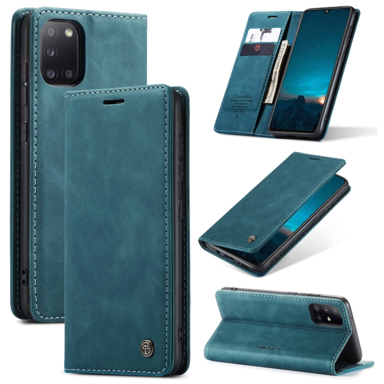 For Samsung Galaxy A31 CaseMe-013 Multifunctional Retro Frosted Horizontal Flip Leather Case with Card Slot & Holder & Wallet(Blue) - Galaxy Phone Cases by CaseMe | Online Shopping UK | buy2fix