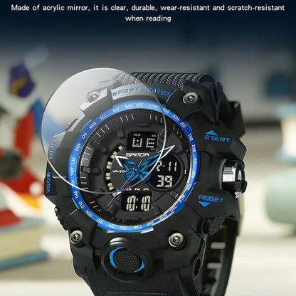 SANDA 3132 Men Multifunctional Waterproof Luminous Sports Watch(Black Blue) - Silicone Strap Watches by SANDA | Online Shopping UK | buy2fix