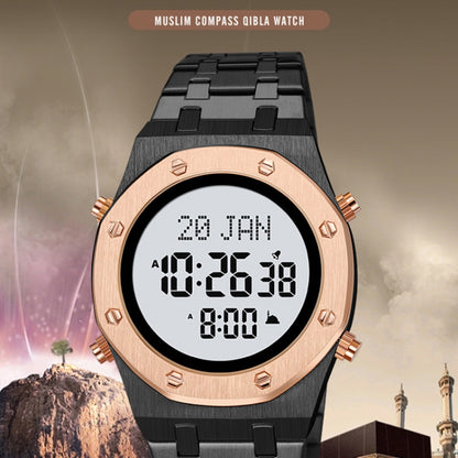 SKMEI 2043 Multifunctional Muslim Worships Compass Digital Wrist Watch(Rose Gold+White) - Metal Strap Watches by SKMEI | Online Shopping UK | buy2fix