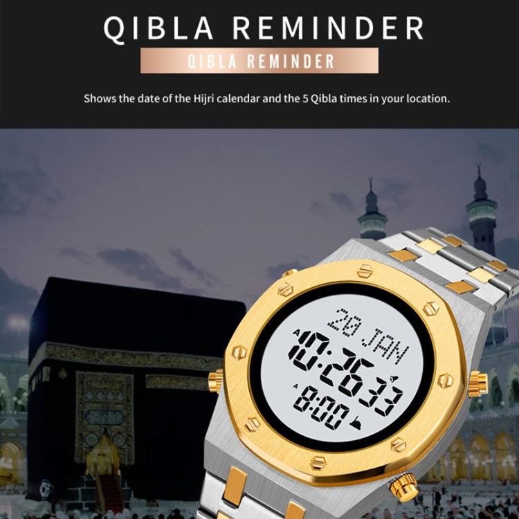 SKMEI 2043 Multifunctional Muslim Worships Compass Digital Wrist Watch(Rose Gold+White) - Metal Strap Watches by SKMEI | Online Shopping UK | buy2fix