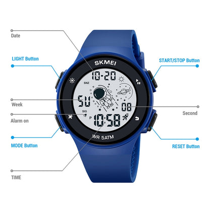 SKMEI 2068 Multifunctional Men 50M Waterproof Noctilucent Sports Digital Wrist Watch(Blue) - Silicone Strap Watches by SKMEI | Online Shopping UK | buy2fix