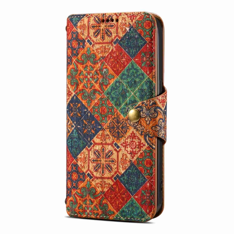 For iPhone 15 Pro Max Denior Flower Language Series Cork Fabric Oil Edge Leather Phone Case(Winter) - iPhone 15 Pro Max Cases by Denior | Online Shopping UK | buy2fix